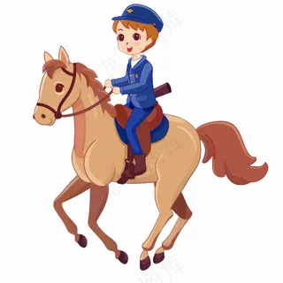 骑马马术人物卡通插画免抠