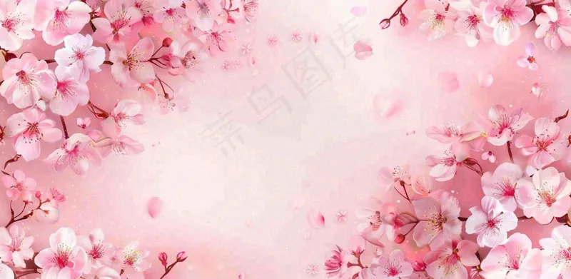 粉色樱花桃花梦幻粉红春天立春春分背景(1568x768)