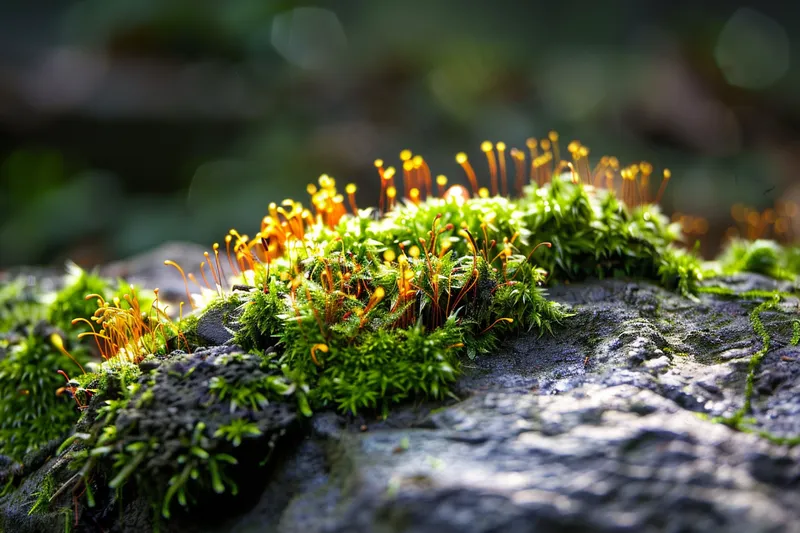 苔藓石壁上生长的苔藓春天摄影图(4032x2688)