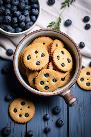 蓝莓饼干小圆饼摄影图