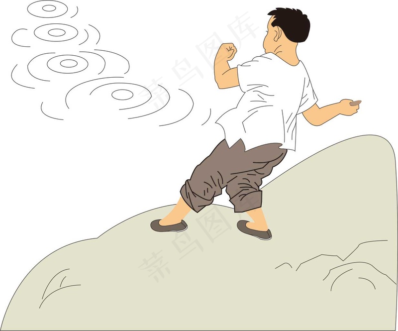 打水漂的小孩cdr矢量模版下载