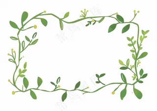绿叶花环卡通边框免抠