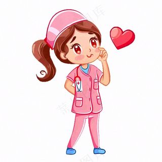 粉色护士医生医疗医务工作者人物插画免抠