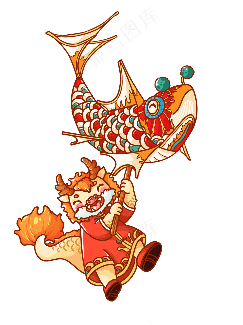 新年年年有余平面气氛贴图免扣模板
