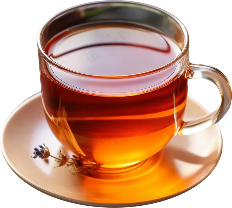 冬日热饮红茶玻璃杯托盘png素材