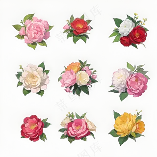 红色黄色粉色玫瑰花免抠素材137