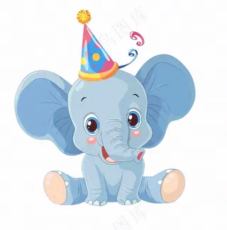 大象动物过生日庆祝卡通插画免抠