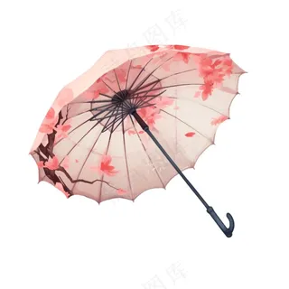 唯美水彩古风油纸伞唯美水彩古风花瓣插画免抠
