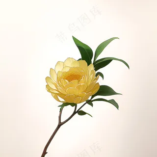 白色黄色手绘新中式风格花植物199