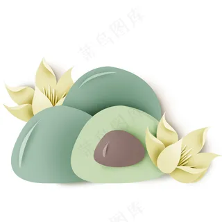 简约墨绿芋圆免扣元素