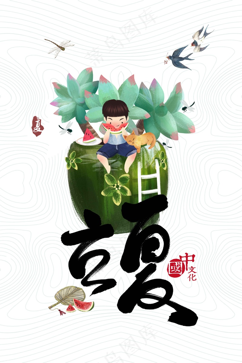 立夏节气海报psd模版下载