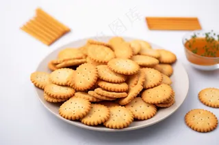 日式小圆饼饼干苏打饼摄影图