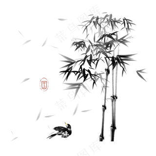 中国风水墨竹子图片古风竹叶竹林水彩手绘插画PNG免扣设计