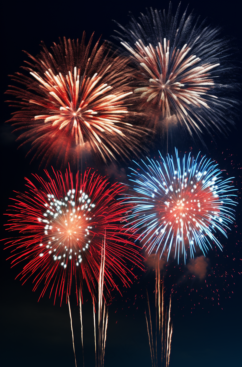 烟花五颜六色的烟花庆典新年节日暮色的天空背景摄影图(2688x4080)