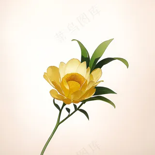 白色黄色手绘新中式风格花植物66