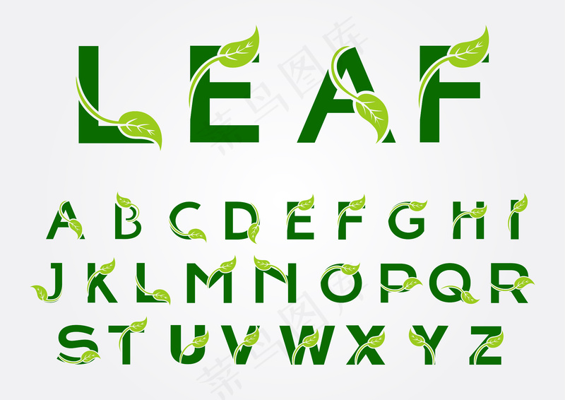 植物字母结合eps,ai矢量模版下载