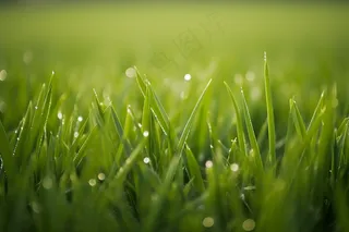 春天阳光下的草丛嫩叶新芽摄影图