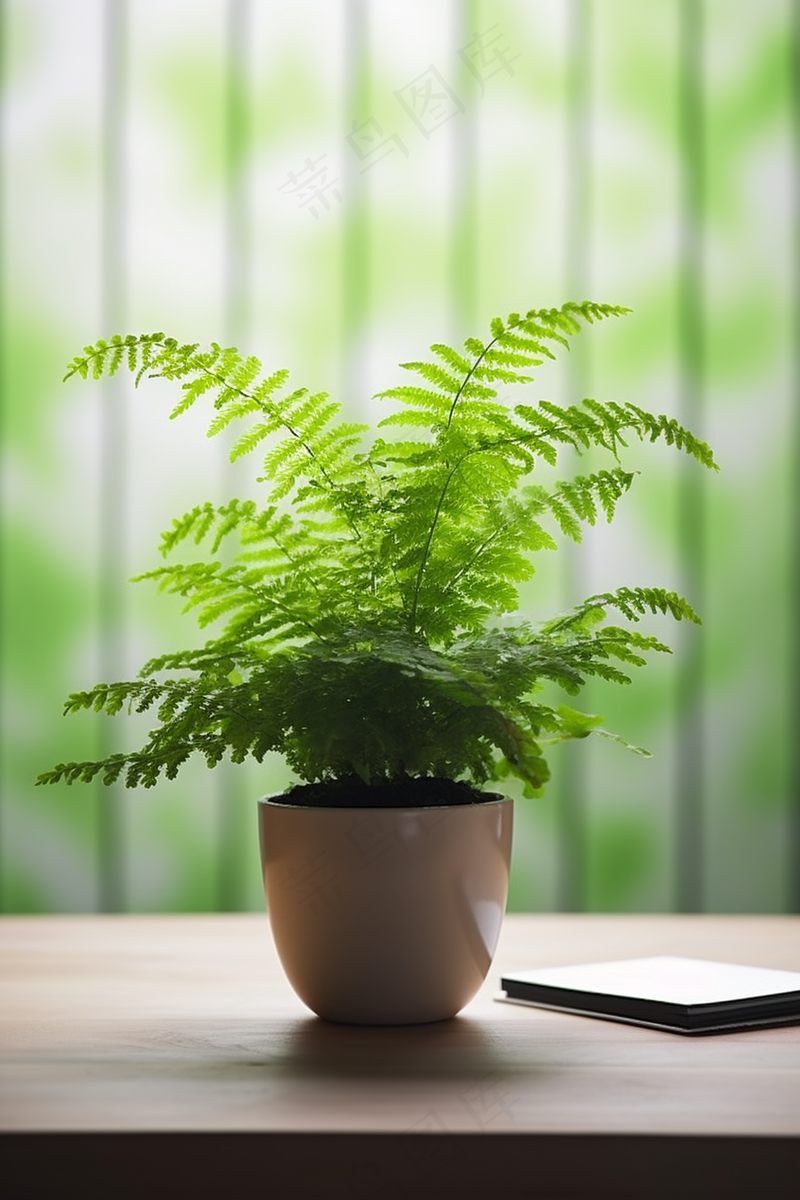书桌上的绿植盆栽摄影图(2688x4032)