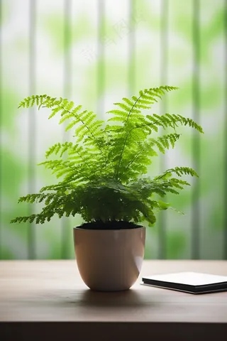 书桌上的绿植盆栽摄影图