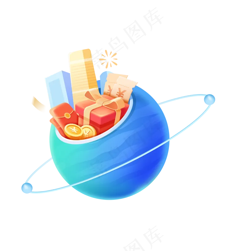 蓝色简约风星球图标