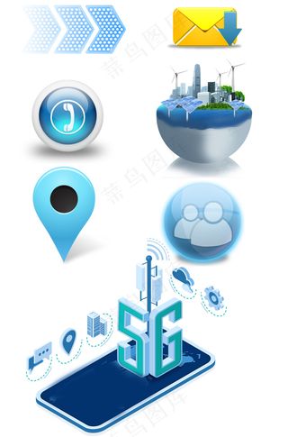 商务联络通讯联系方式图标元素合集