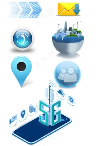 商务联络通讯联系方式图标元素合集