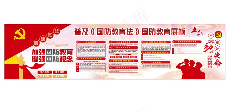党建国防教育展板cdr矢量模版下载