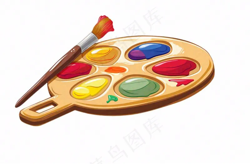 调色盘美术画画卡通插画免抠(1360x896)