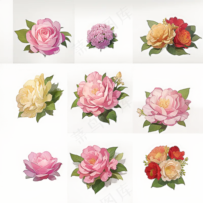 红色黄色粉色玫瑰花免抠素材182