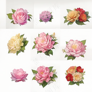 红色黄色粉色玫瑰花免抠素材182