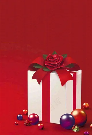 红色背景下的玫瑰花礼盒礼物惊喜情人节七夕背景