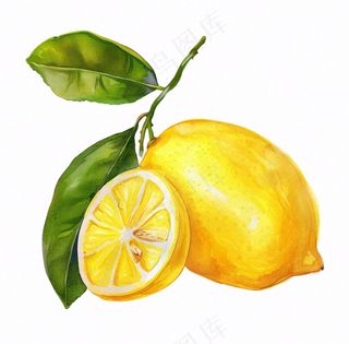 柠檬水果水彩插画免抠