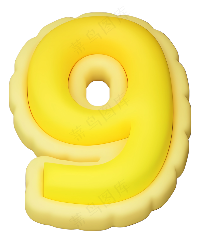 膨胀描边数字9_黄色