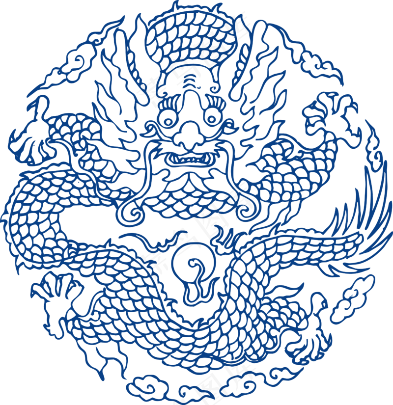 古代青花瓷图案花纹中国风图案祥云纹理传统图腾PNG免扣素材