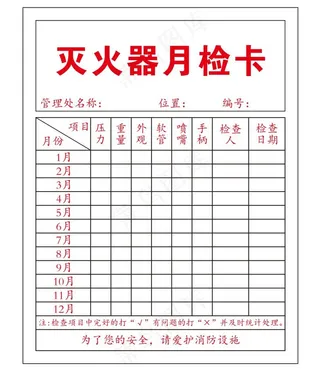 矢量灭火器月检卡