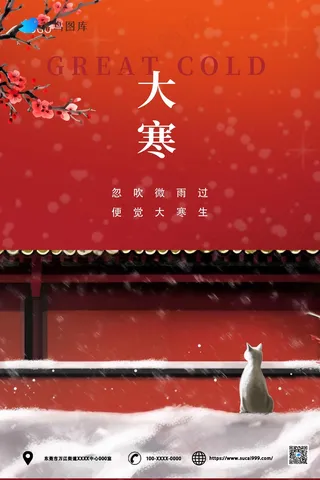 红色红墙大寒海报