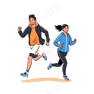 五四青年节 男生女生跑步运动 免抠透明底 (3)