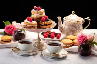 纸杯蛋糕水果蛋糕下午茶美食甜点摄影图