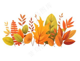 树叶落叶卡通秋天植物草丛立秋节日插画植物叶子手绘插画免抠