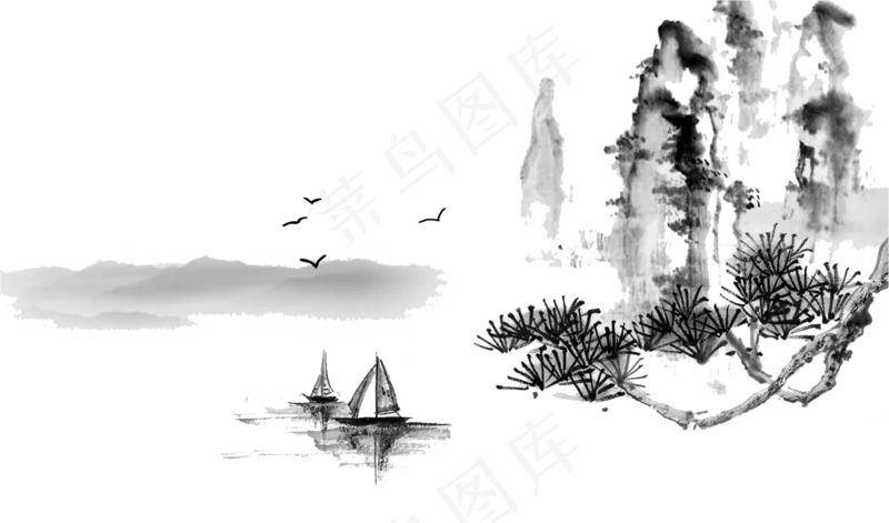 新中式水墨山水画33