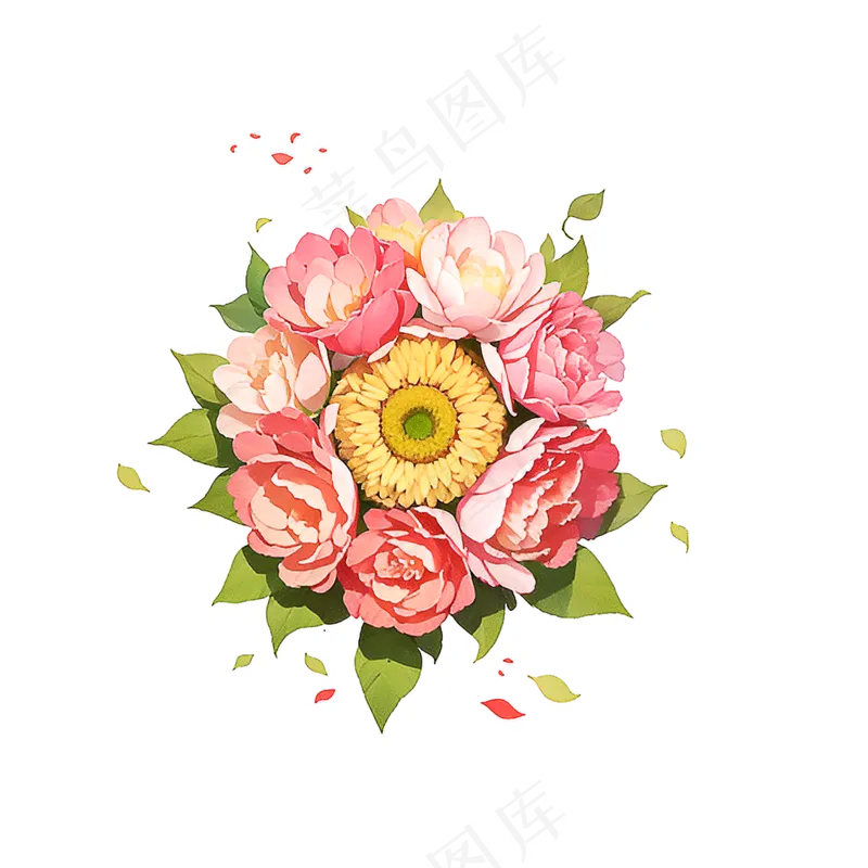 粉色花朵桃花玫瑰免抠素材41