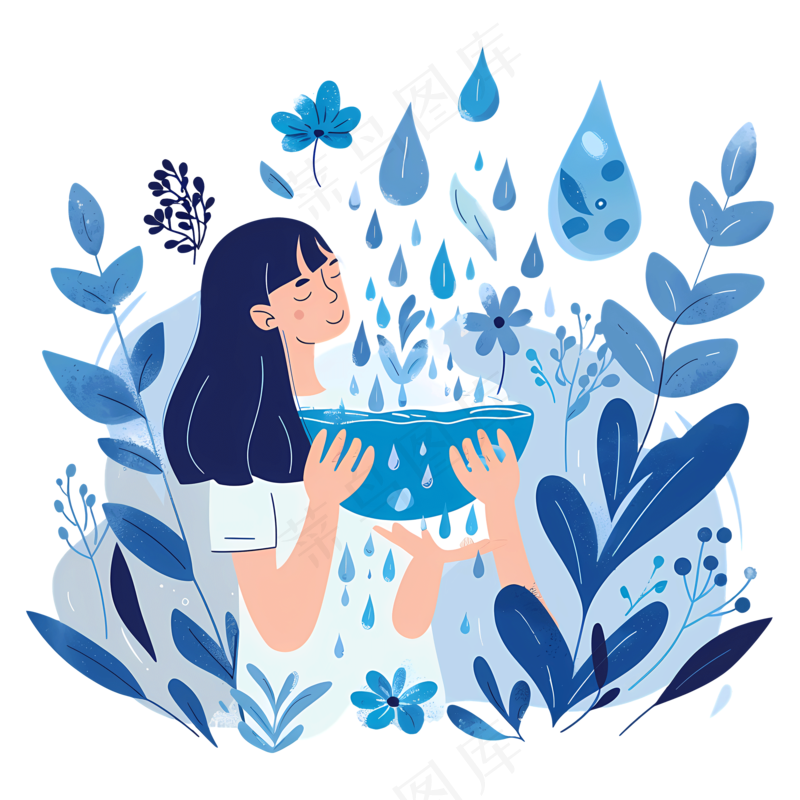 免抠世界水日插画