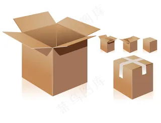 立体纸箱和纸箱标志矢量免扣AI素材