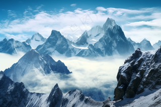 雪山高山高原云霄摄影图