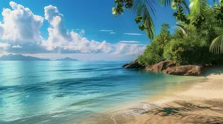 海边沙滩礁石大自然风光摄影图