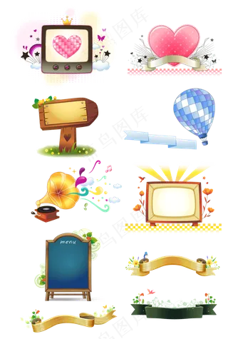 金色丝带和蓝色公告板矢量AI素材