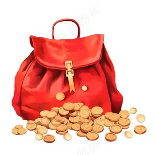 大吉卡通新年福袋金元宝简约福袋金子金币国潮新年元素免抠