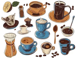 咖啡元素手绘卡通插画素材免抠