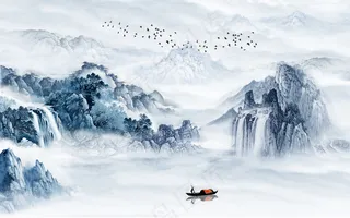 山水画水墨画素材