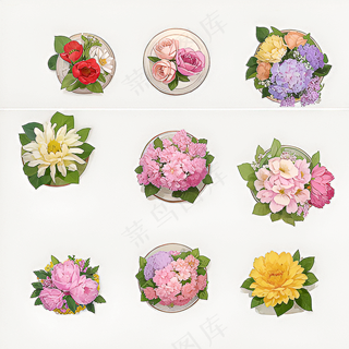 红色黄色粉色玫瑰花免抠素材127